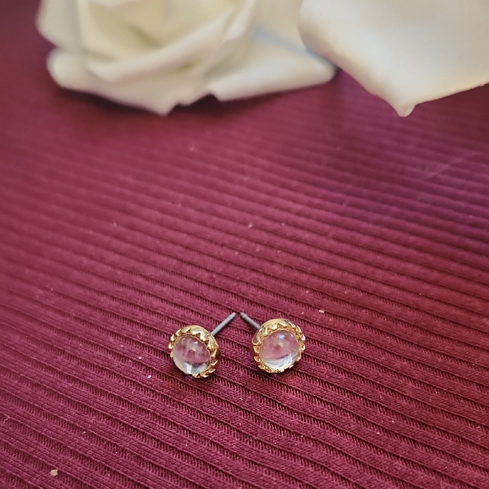 Claire's Gold and Glass Stud Earrings